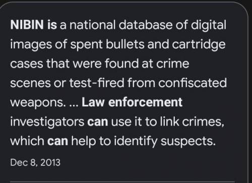 What does NIBIN provide for law enforcement agencies around the world? (forensic)