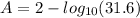 A=2-log_{10}(31.6)