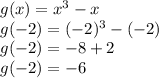 g(x)=x^3-x\\g(-2)=(-2)^3-(-2)\\g(-2)=-8+2\\g(-2)=-6