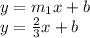y = m_1x +b\\y = \frac{2}{3}x+b