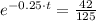 e^{-0.25\cdot t} = \frac{42}{125}