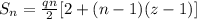 S_n = \frac{qn}{2}[2 + (n - 1)(z - 1)]