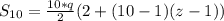 S_{10} = \frac{10 * q}{2}(2 + (10-1)(z-1))