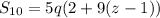 S_{10} = 5q(2 + 9(z-1))