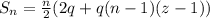 S_n = \frac{n}{2}(2q + q(n-1)(z-1))