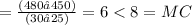 =\frac{(480 – 450)}{(30–25)}=6