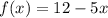 f(x) = 12 - 5x