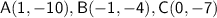 \sf A (1,-10),B(-1,-4),C(0,-7)