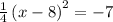 \frac{1}{4}\left(x-8\right)^2=-7