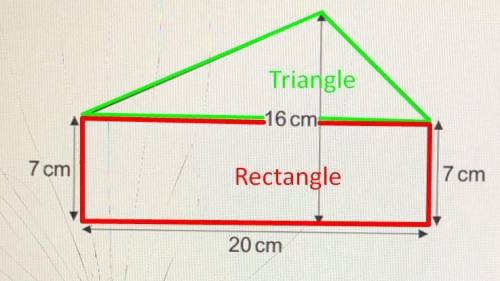 Find the area of the shape below.
16 cm
7 cm
7 cm
20 cm