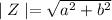 \mid Z\mid=\sqrt{a^2+b^2}