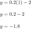 y=0.2(1)-2\\\\y=0.2-2\\\\y=-1.8