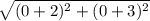 \sqrt{(0+2)^2 + (0+3)^2}