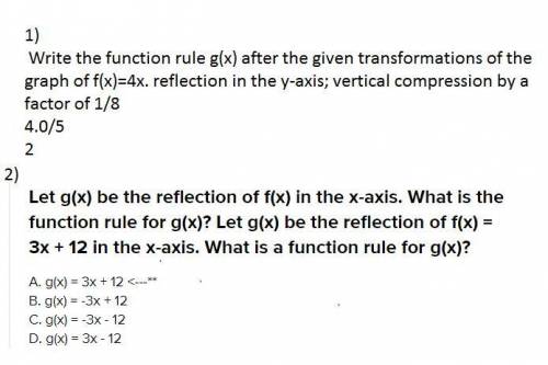 Write the function rule for the function shown below reflected in the given axis.

f(x)x; -axis
Let