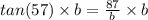 tan(57) \times b = \frac{87}{b} \times b