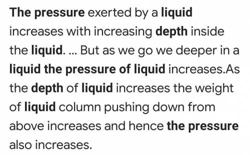The pressure of liquid varies as perits depth