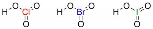 Which acid has the largest ka:  hclo3(aq), hbro3(aq) or hio3(aq)?