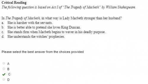 In The Tragedy of Macbeth, in what way is Lady Macbeth stronger than her husband?