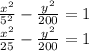 \frac{x^2}{5^2} -\frac{y^2}{200} =1\\\frac{x^2}{25} -\frac{y^2}{200} =1