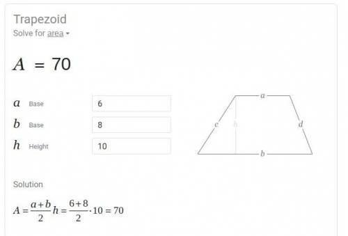 What is the area of the trapezoid 6 feet 8 feet 10