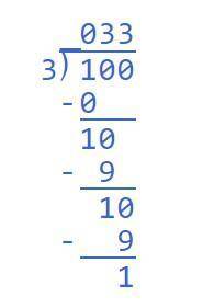 What is 100 divided by 3?

A. Thirty three point 3
B. 33.3
C. 33.3333333333333333333
D. 4
E. ???