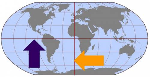 The orange arrow on the map above is pointing to the  an important line of longitude. a. tropic of c