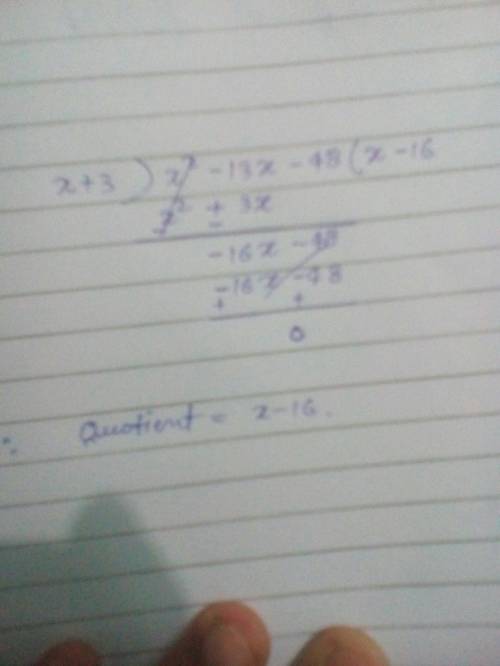 Divide using long division (x^2-13x-48)÷(x+3)