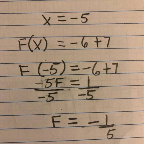Evaluate the function for x=-5
F(x)=-6+7