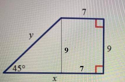 Analyze the diagram below and complete the instructions that follow.

7
y
450
X
Find the value of x