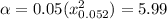\alpha = 0.05 (x^2 _{0.052})=5.99