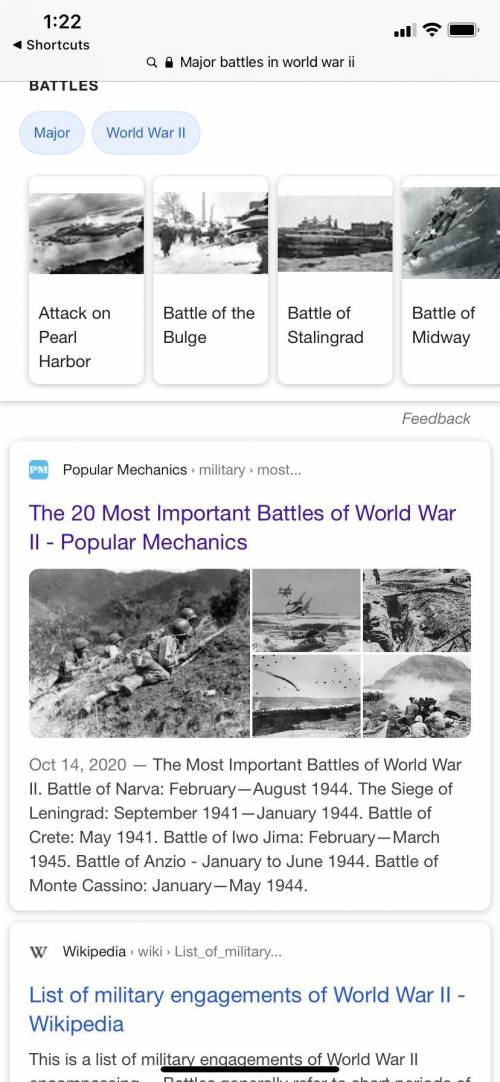 Major battles in world war ii