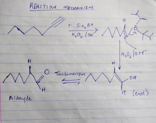 What class of organic product results when 1-heptyne is reacted with disiamylborane followed by trea