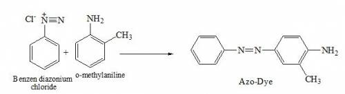 Give the major organic product of the reaction of o-methylaniline with benzenediazonium chloride [(p