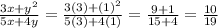 \frac{3x + y^2}{5x + 4y}  = \frac{3(3) + (1)^2}{5(3) + 4(1)} = \frac{9 + 1}{15 + 4} = \frac{10}{19}