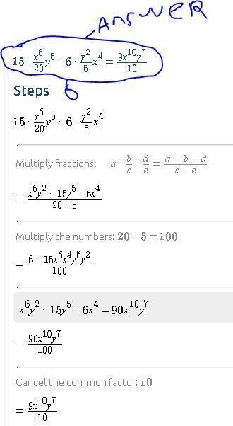 100+points and !  for whoever answers  what is the simplified form of 15x^6/20y^5*6y^2/5x^4
