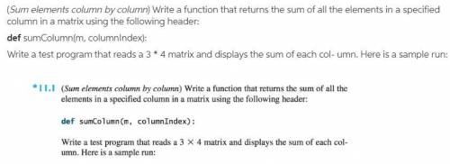 Write a function that returns the sum of all the elements in a specified column in a matrix using th