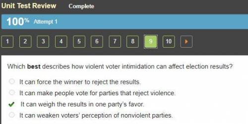 Which best describes how violent voter intimidation can affect election results?

A. It can force th
