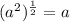 (a^2)^\frac{1}{2}=a