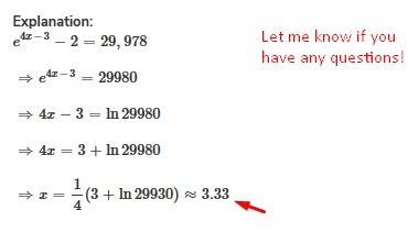 Q4 q2.) solve the exponential equation. express the solution set in terms of natural logarithms. the