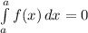 \int\limits^a_a {f(x)} \, dx = 0