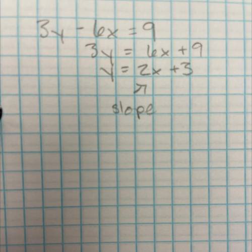 Line s is drawn in the xy-plane and has an equation

3y-6x = 9. Line t is parallel to line s. What i