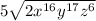 5\sqrt{2x^{16} y^{17} z^{6} }