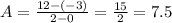 A = \frac{12 - (-3)}{2 - 0} = \frac{15}{2} = 7.5