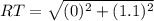 RT = \sqrt{(0)^2 + (1.1)^2}