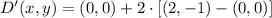 D'(x,y) = (0,0) + 2\cdot [(2,-1)-(0,0)]