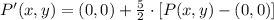 P'(x,y) = (0,0) + \frac{5}{2}\cdot [P(x,y)-(0,0)]