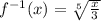 f^{-1}(x)=\sqrt[5]{\frac{x}{3}}