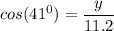 cos (41^0)= \dfrac{y}{11.2}