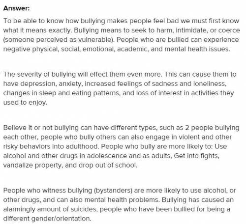 How can bullying makes the people feel bad 5 paragraphs