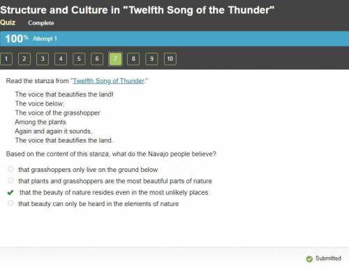 Read the stanza from “Twelfth Song of Thunder.”

The voice that beautifies the land!
The voice below